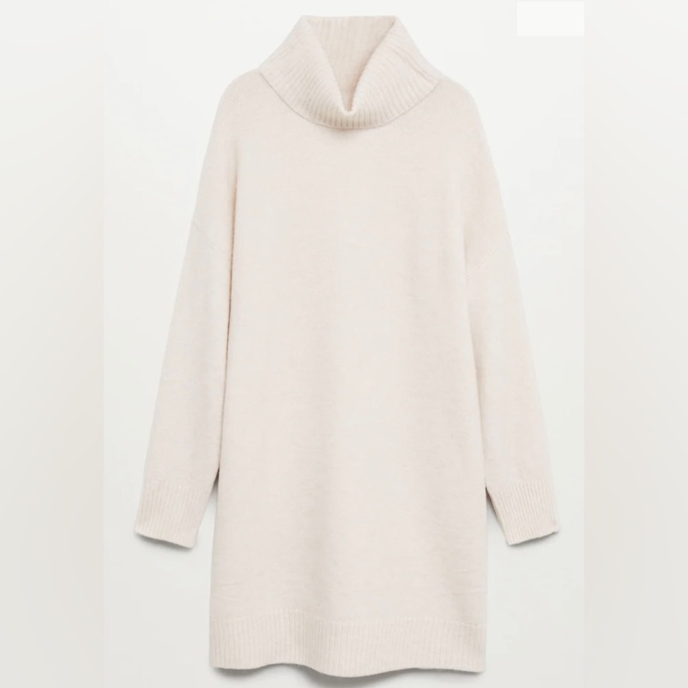 Mango Turtleneck Dress in Cream